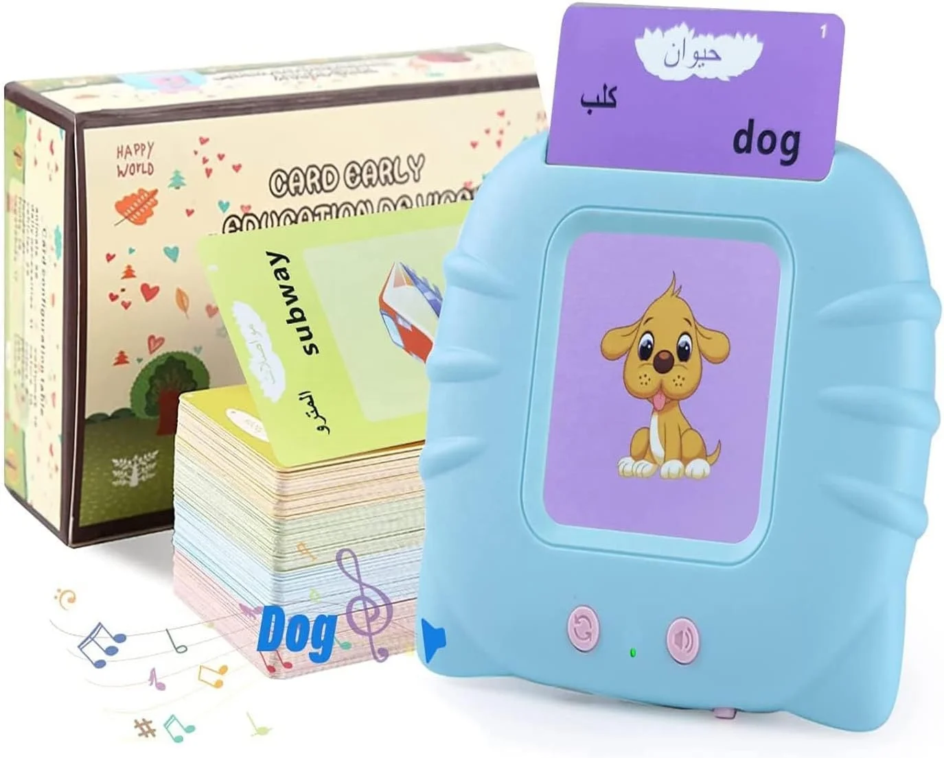 Bilingual Talking Flash Cards Kids Arabic and English Letters Speech Therapy Word Game Toy