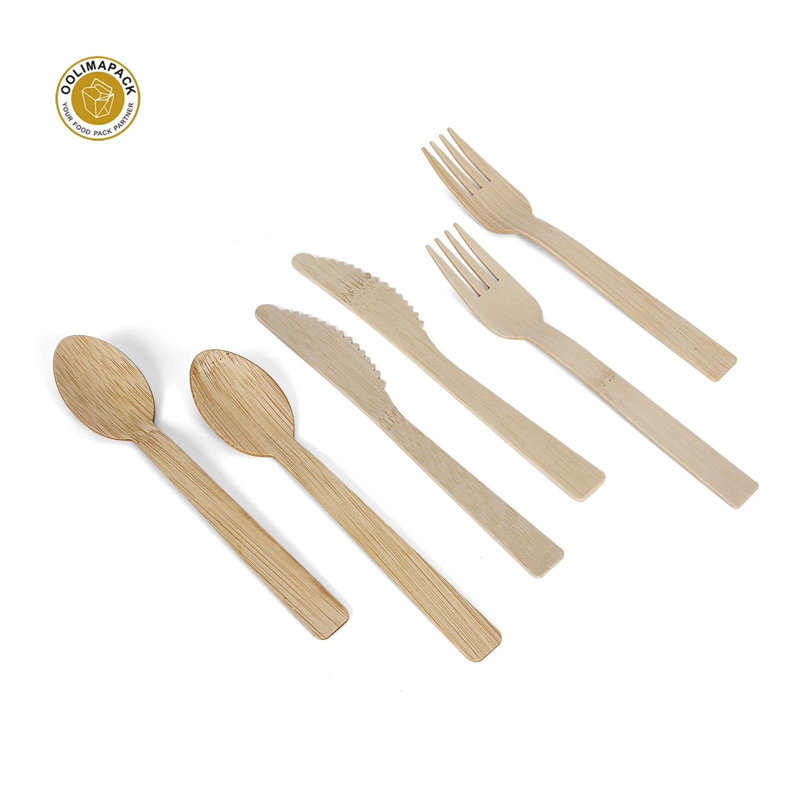 OOLIMA Food Good Material Bamboo Spoon Knife Fork For Lunch Dinner