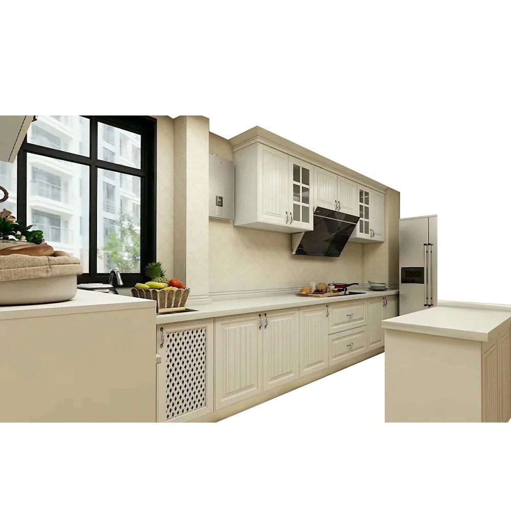 Small PVC Kitchen Set Furniture Modern Designs Kitchen Cabinet Hardware 1 Set Plywood