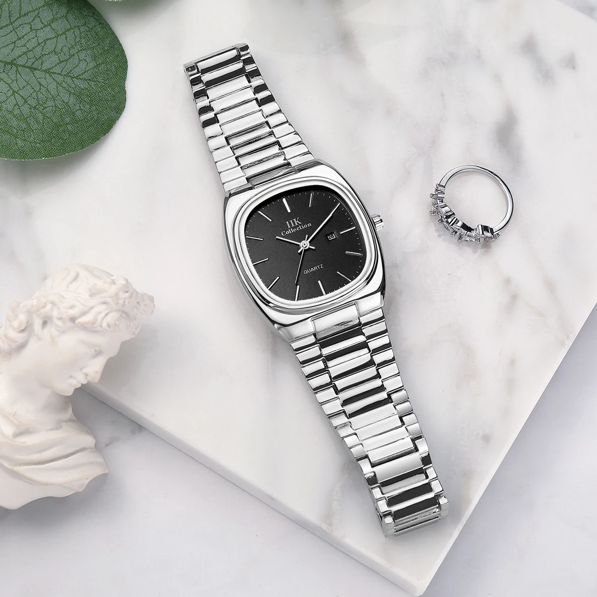 IIK 1388 Couple Watches Alloy Waterproof Calendar Luxurious Men Watches Quartz Lady Watch