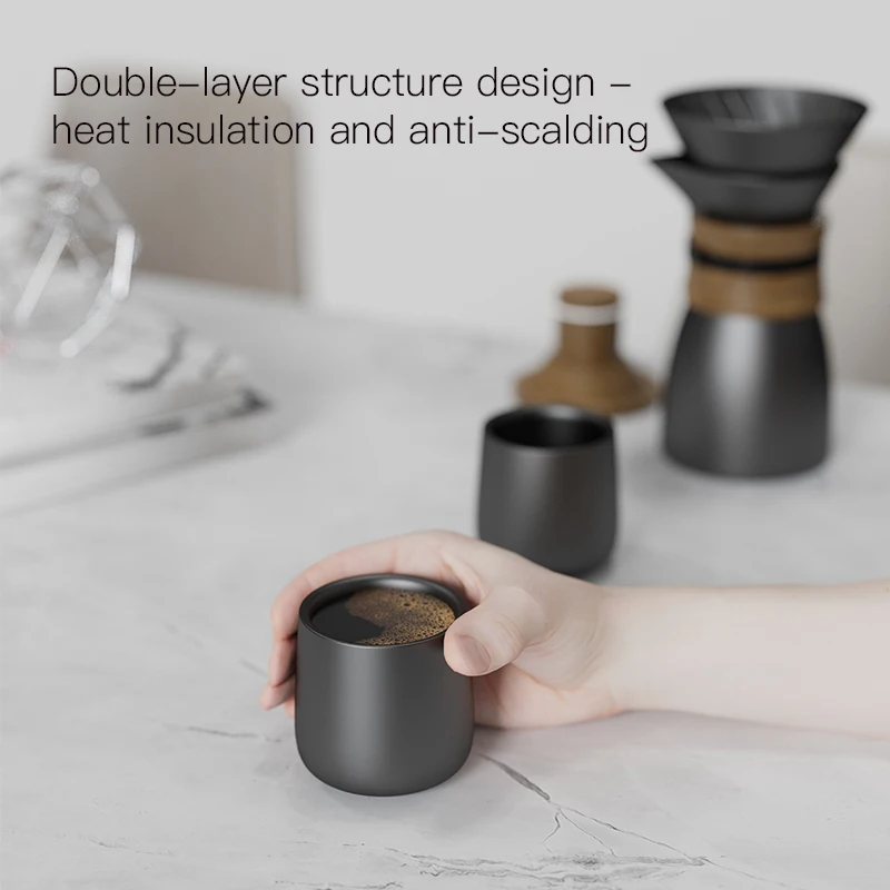 DHPO Double Wall Ceramic Coffee Cup Porcelain Espresso Cup without Handle Unique Ceramic Japanese Tea Cup