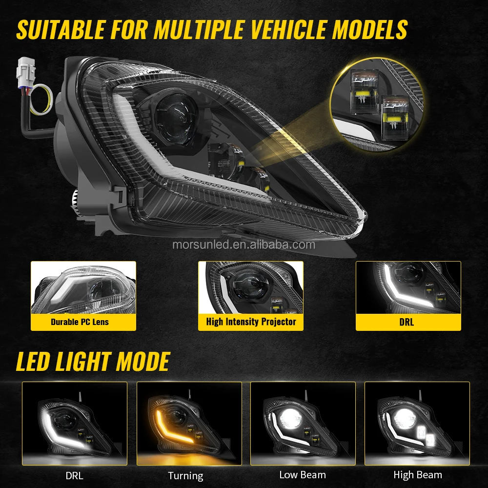 For Yamaha Raptor 700 2006-2022 led headlight accessories with DOT certified 12V led lights for YFZ 450R 2009-2022