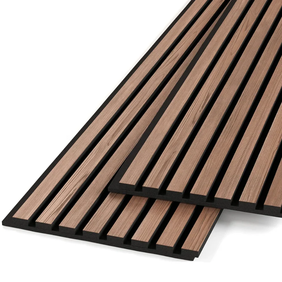 Acoustic Wood Wall Veneer Slat Panels Walnut Soundproof Paneling Interior Wall Decor