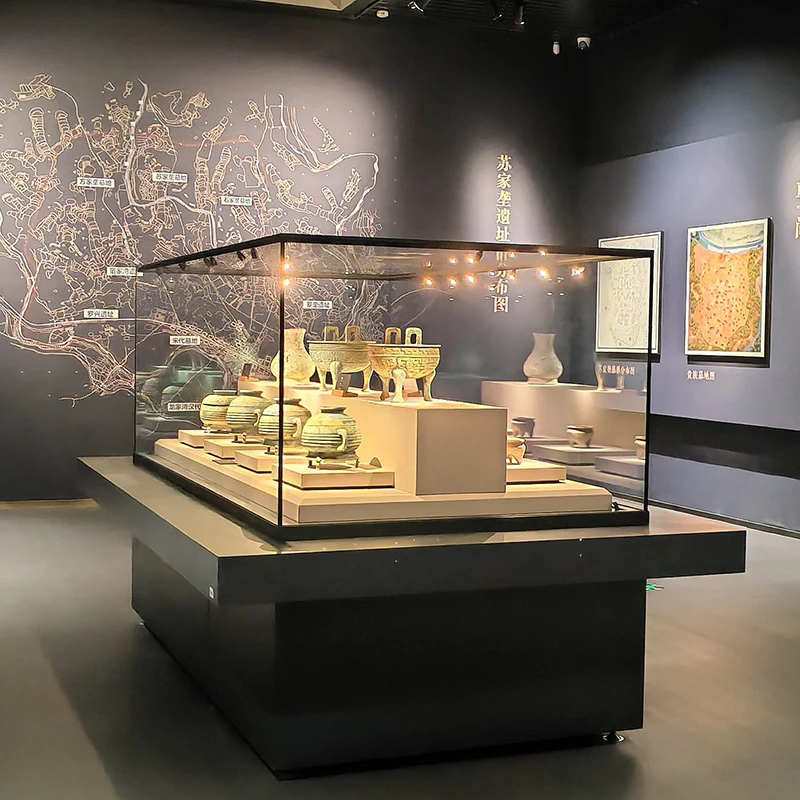 Высокое качество изготовленный на заказ стеклянный шкаф для ювелирных изделий оптовая продажа музейная витрина со светодиодными лампами и замками