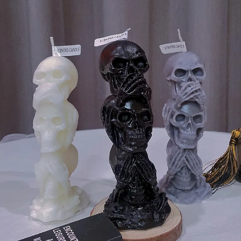 FLORESCENCE Three Consecutive Skulls scented candles Horror Ghosts Series Aromatherapy Candle Holiday Gifts Halloween Candles