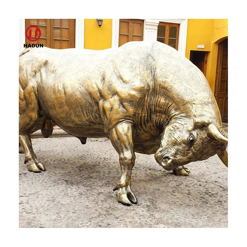 High quality casting metal bronze fighting bull sculpture for sales