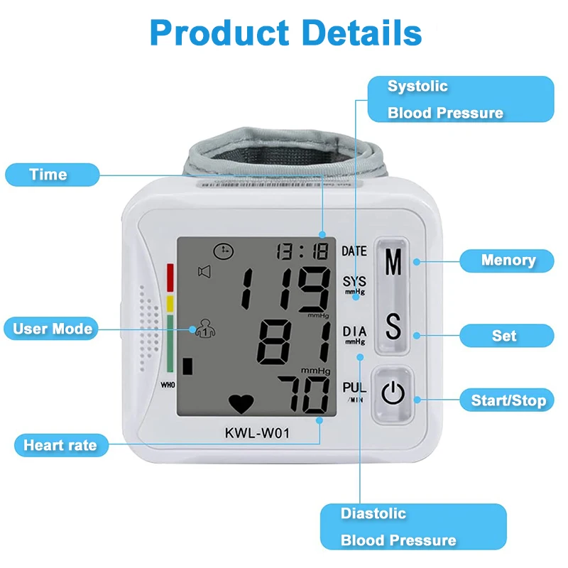 Digital Wrist Blood Pressure Monitors Automatic Wrist Blood Pressure Monitor On the Wrist