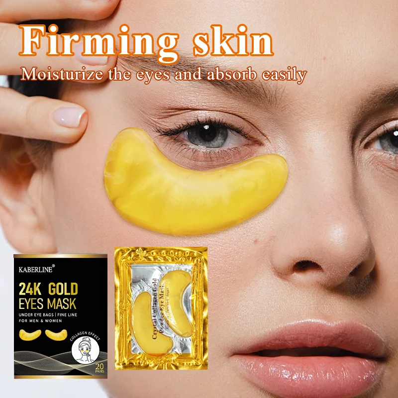 24K Golden Anti-Aging Moisturizing Custom Hyaluronic Cooling Gel Eye Mask Eye Pads Pure Crystal Collagen Eye Mask