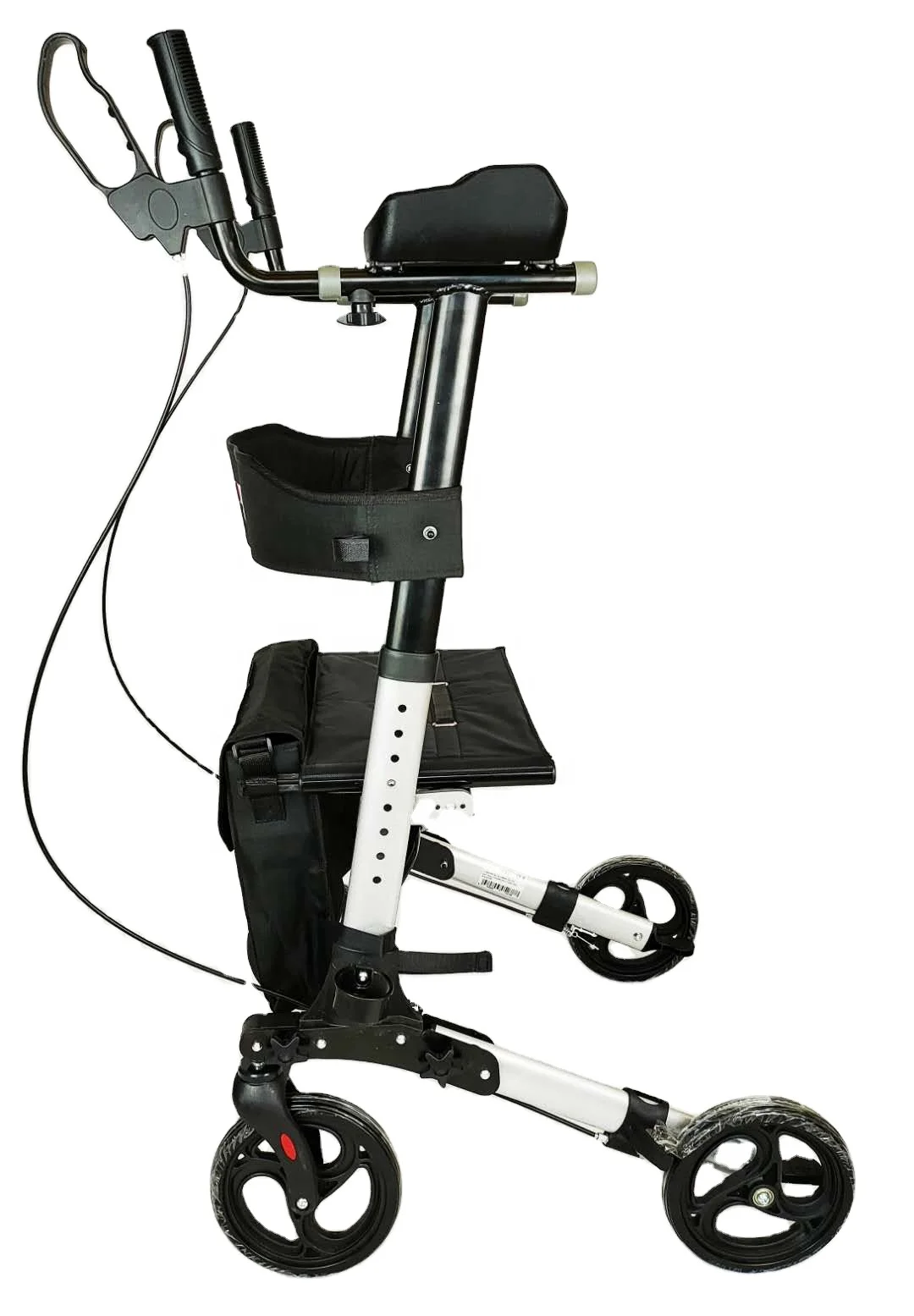 Portable Folding Aluminium Rollator Walker with Push-down Handle Brake for Elderly