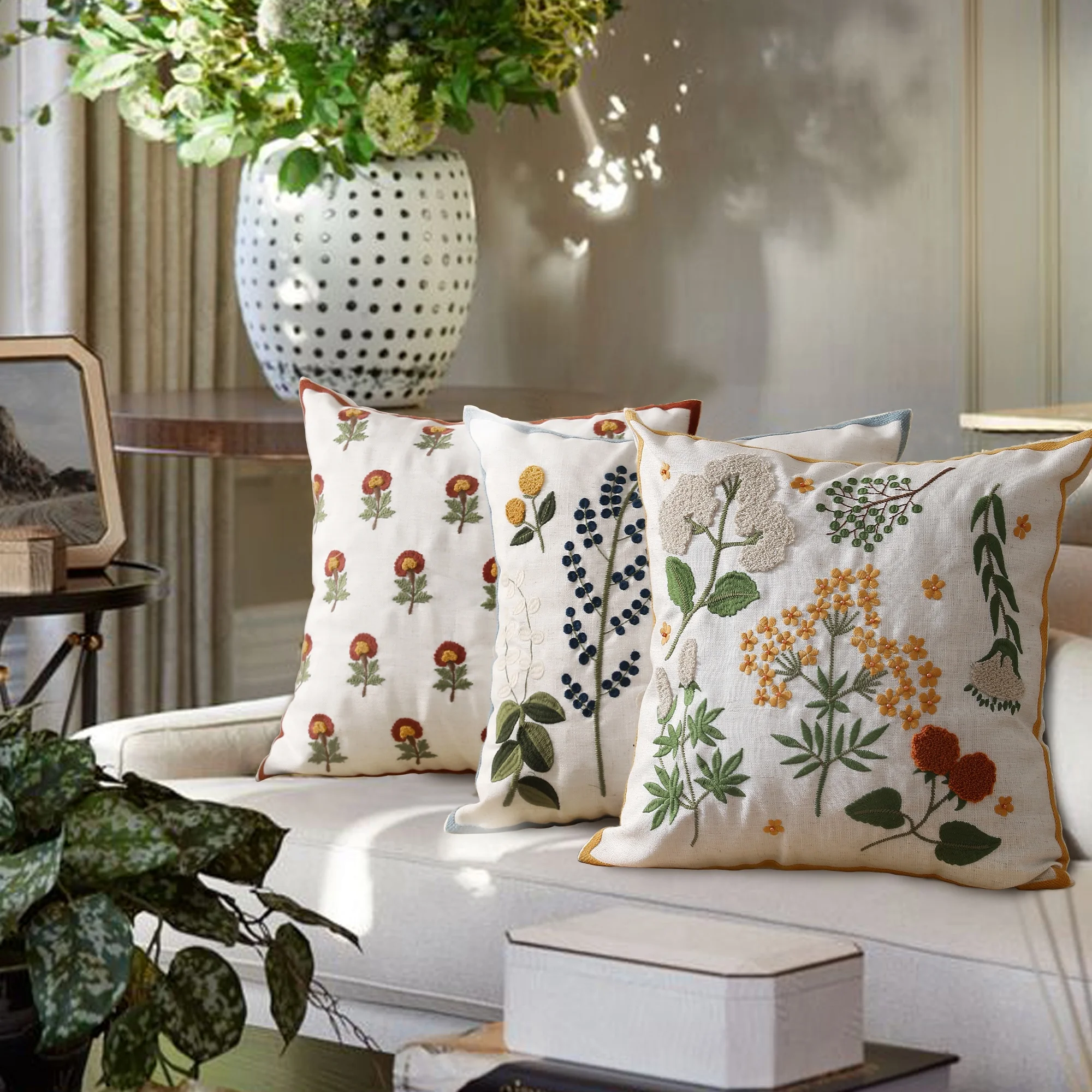 2024 Original Design Plane Plant Flower Pillow Case Embroidery Pillow For Home Decor Custom Cushion Cover