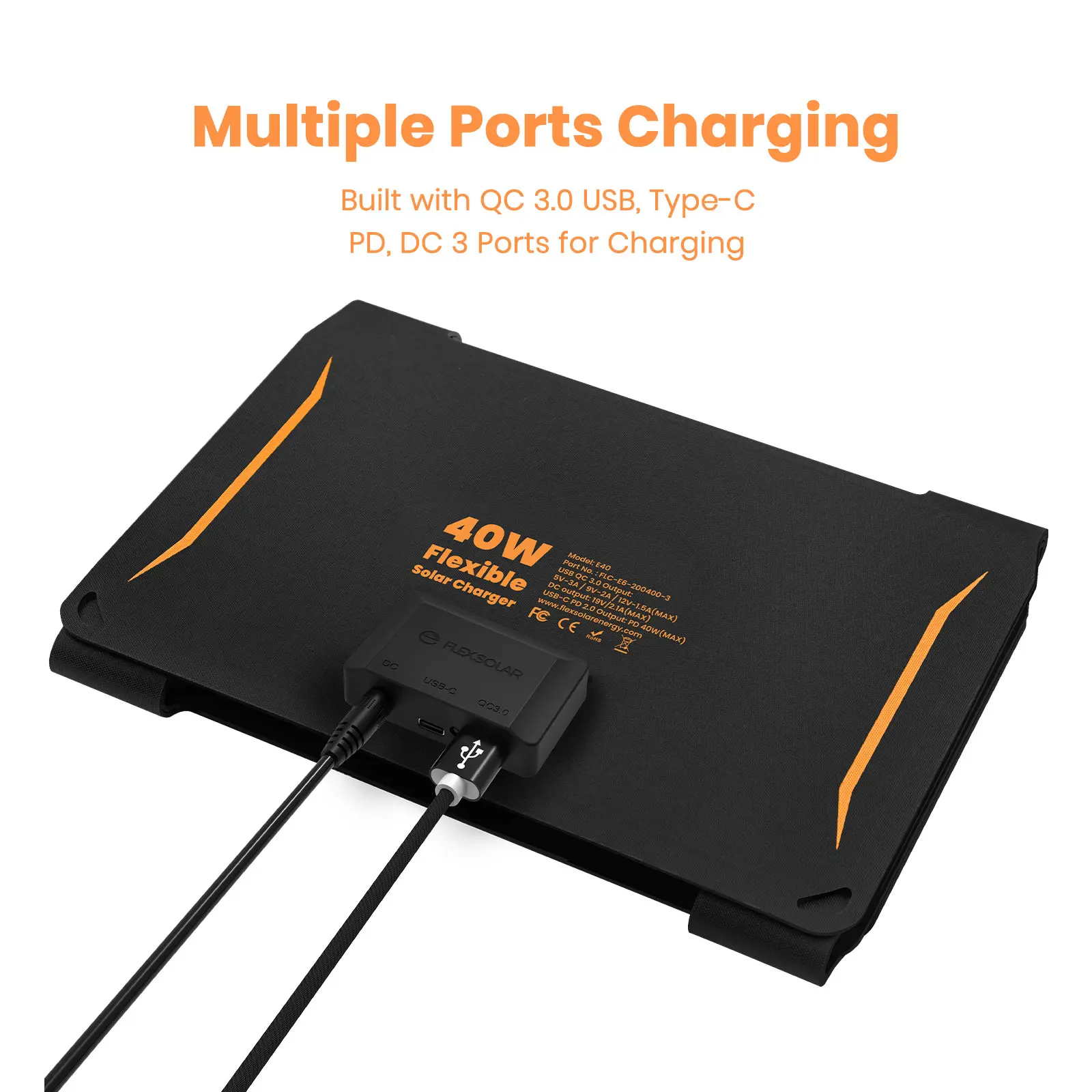 Factory wholesale overseas warehouse high efficiency portable 19.8v ETFE Solar Panelip67 solar charger  40W  for camping