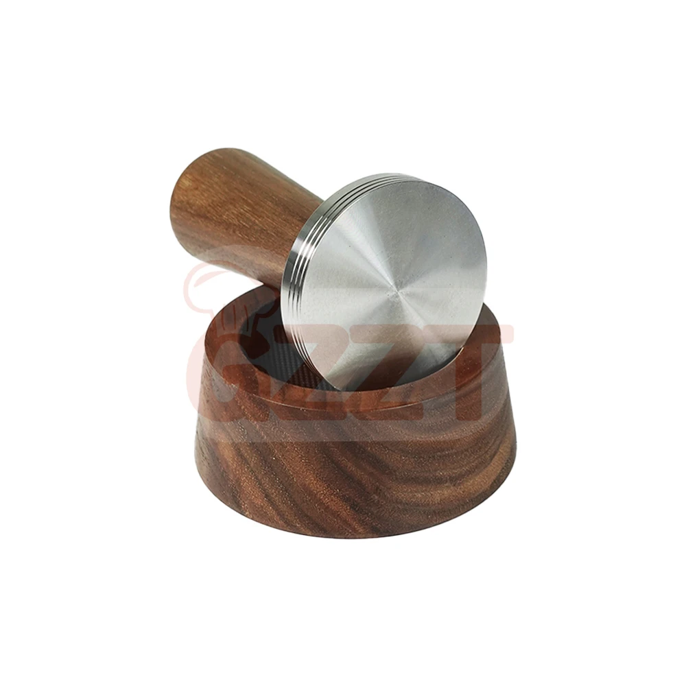 Walnut Wood Barista Tamper Tools 51Mm 53Mm 58Mm Espresso Stainless Steel Coffee Tamper With 60Mm Walnut Wooden Silicone Base