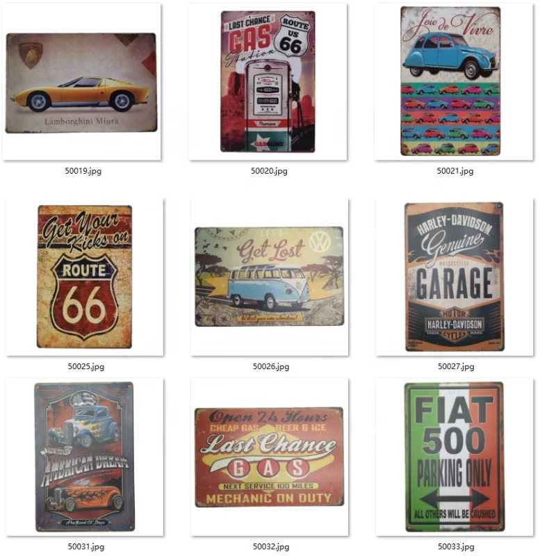 Vintage Retro Metal Tin Sign Gasoline Car USA Routes 66 Road Iron Poster Wall Decor Garage Service Bar Signs Casting Plaque