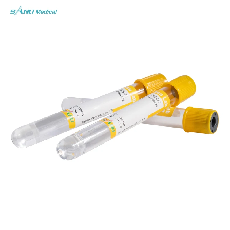 Yellow top vacutainer gel activator blood collection tubes rubber cap sst serum separation