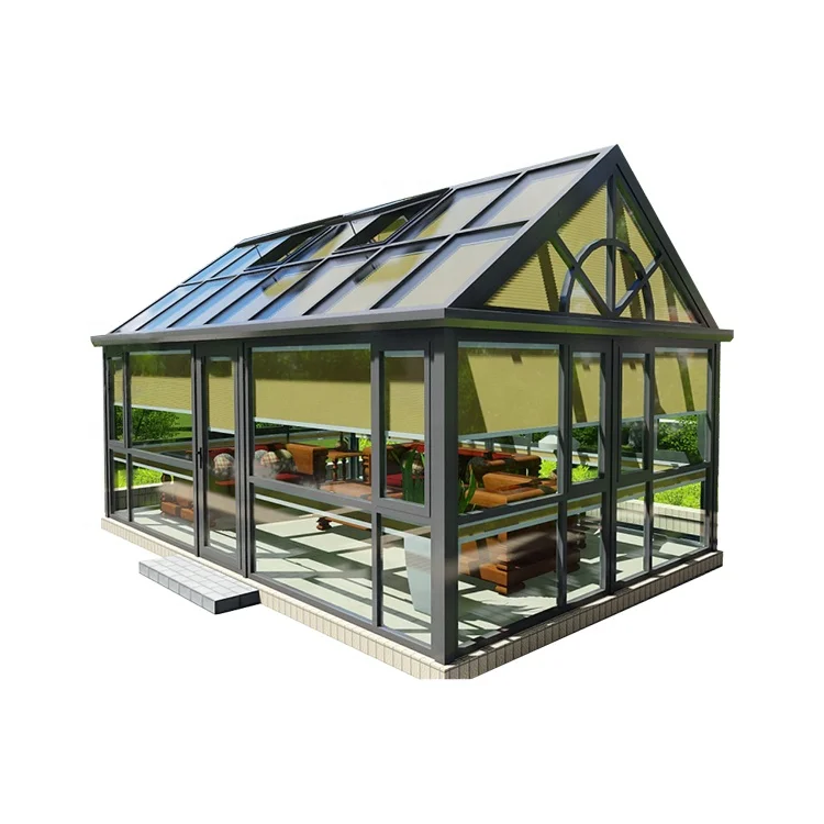 Lowe glass and aluminum alloy  metal conservatory sunroom glass house winter garden for living