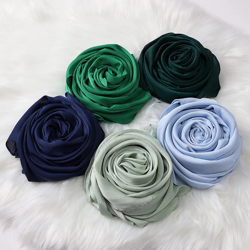 Новый дизайн 2021, малазийский шифоновый хиджаб, индонезийский натуральный сморщенный монохромный шарф, женский длинный шарф