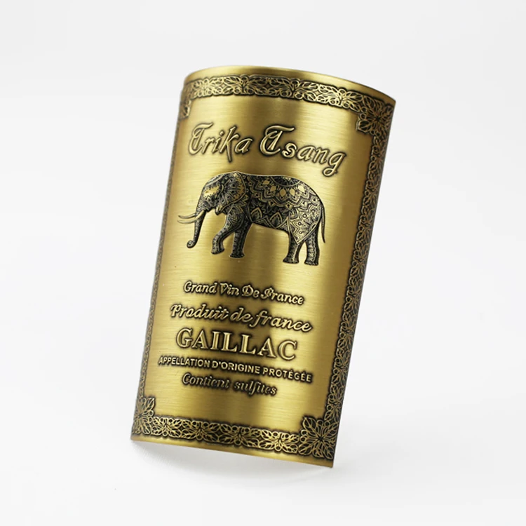 Recyclable Perfume 3d Metal Aluminum Private Label Logo Stickers Wine Bottle High Quality Wholesale sticker wine