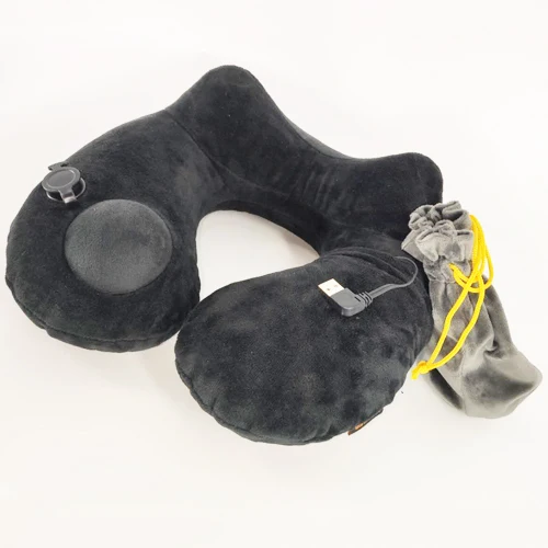 High Quality Portable Detachable Electric Heating Neck Pillow Plush Car U Shape Travel Pillow