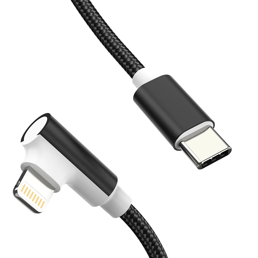 
Factory USB C to PD MFi Lightning Certified USB Cable Right Angle Charging Cable Lead for iPhone Charger Cord 90 Degree 