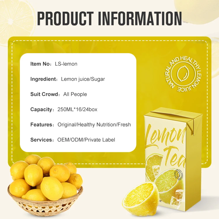 LISHI Custom Private Label Nutrition Fresh Lemon Juices Healthy 250ml 16Box 24Box Drinks Juice