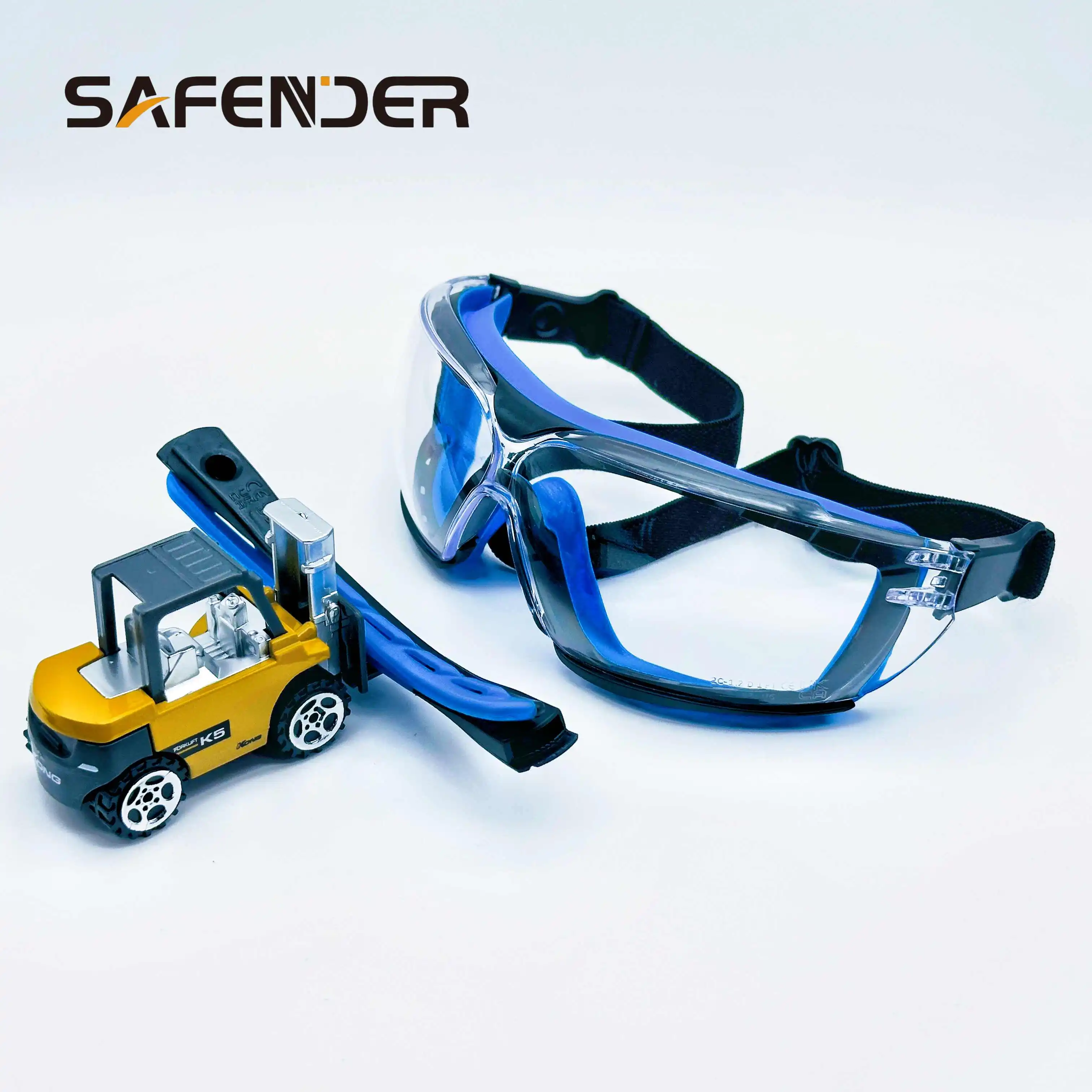 Hot Sell Blue TPE Rubber Frame Silicone Men Work Safety Goggles for Factory and Construction Field