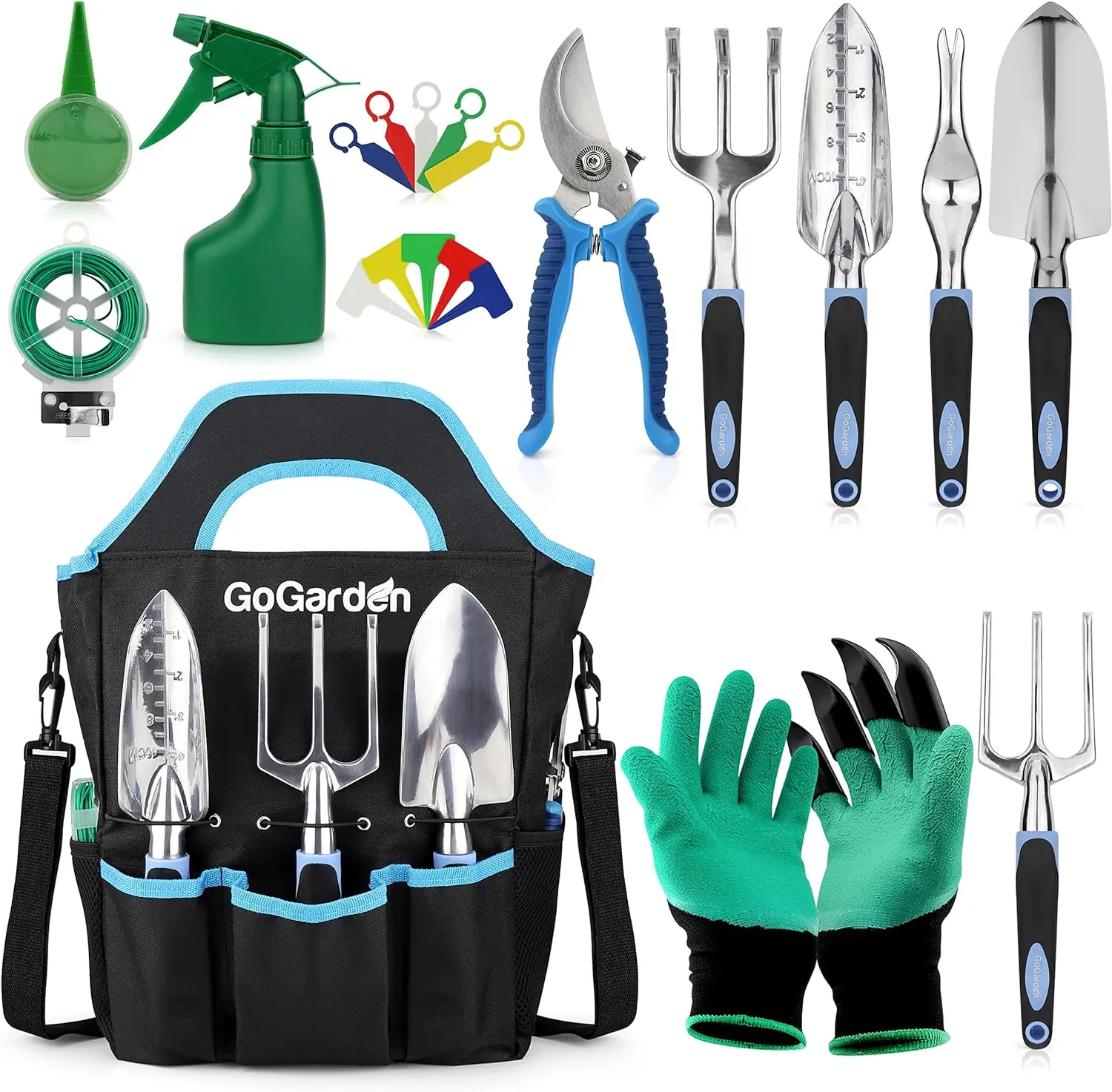 Hot sale rubber handle hoe shovel garden tool set gardening hand tools and essentials kit include weeder rake