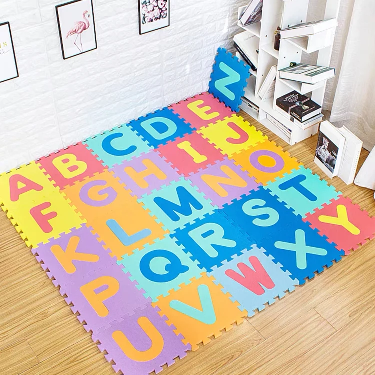 Lifttop Wholesale EVA Foam 26 Alphabet 10 Number Puzzle Baby 36 Pcs Set Playing Floor Mats
