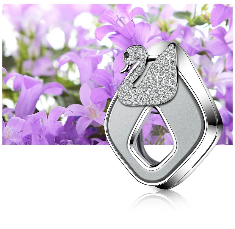 OEM Special Fashion Exquisite Arts Crafts Gift Texture Diamond Swan Design Fragrance Air Freshener Air Outlet For Car Use
