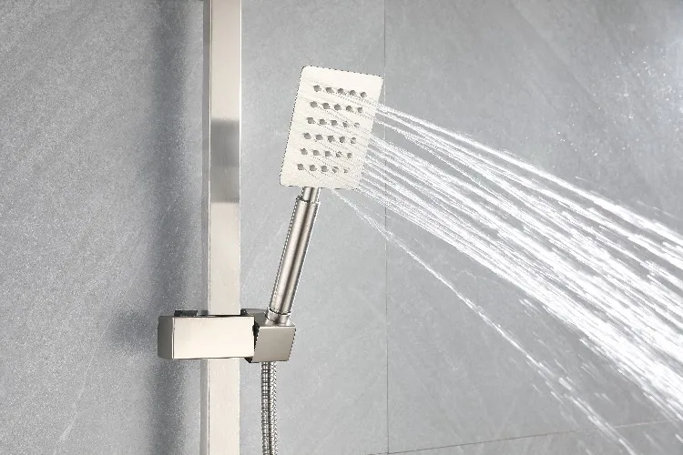 SUS 304 Stainless Steel Bathroom Square Shower Head and water tap sets for bathroom with easy square modern switch control