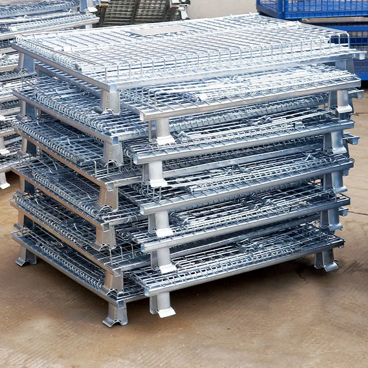 Stainless steel customized  logistic storage folding roll container wire mesh trolley