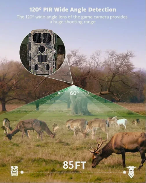 BSTCAM 4K 48M Bluetooth&WiFi APP control 120 wide Angle PIR 20m/85ft IR TriggerOutdoor Wildlife  Motion Detection Trail Camera