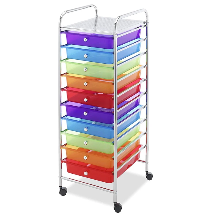 Plastic Rolling Storage Drawer Cart Organizer Office Bathroom Salon Trolley Cart Rack With 6 Drawers