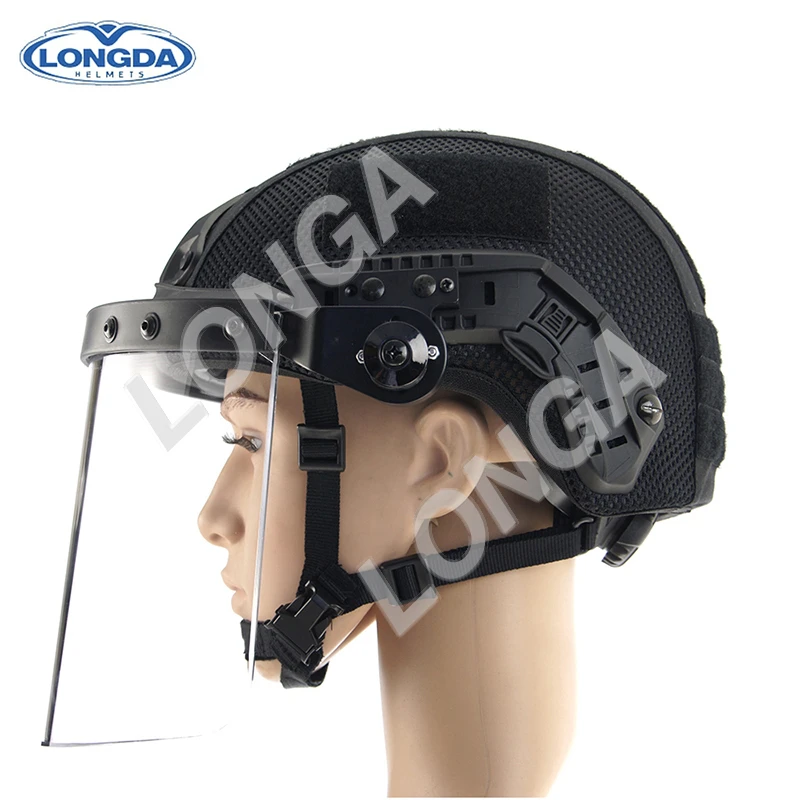 Tactical military security protective ballistic helmet with visor