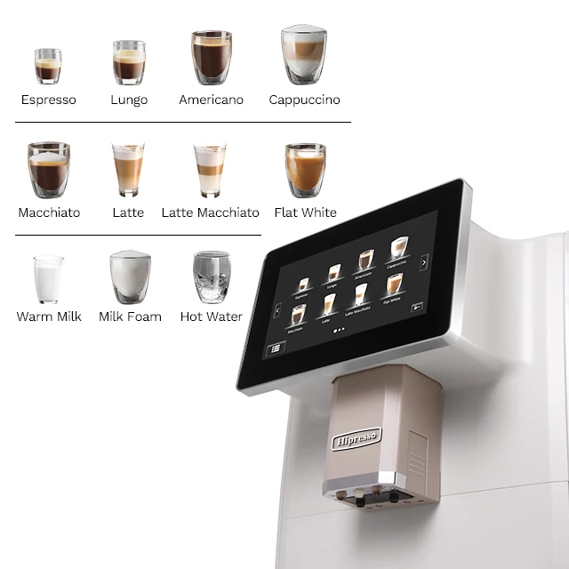 7-дюймовый большой HD TFT дисплей пивоварения Americano капучино латте эспрессо Супер Автоматическая кофемашина с вспенивателем молока