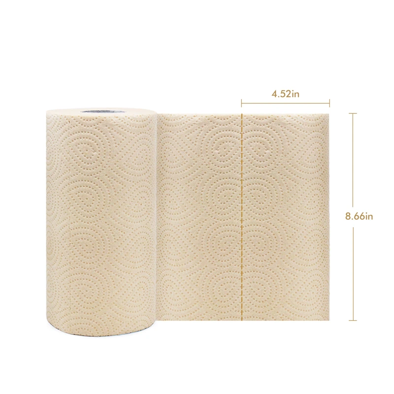 SDG label plastic free packaging unbleached unscented eco friendly bamboo pulp kitchen hand paper towel jumbo roll
