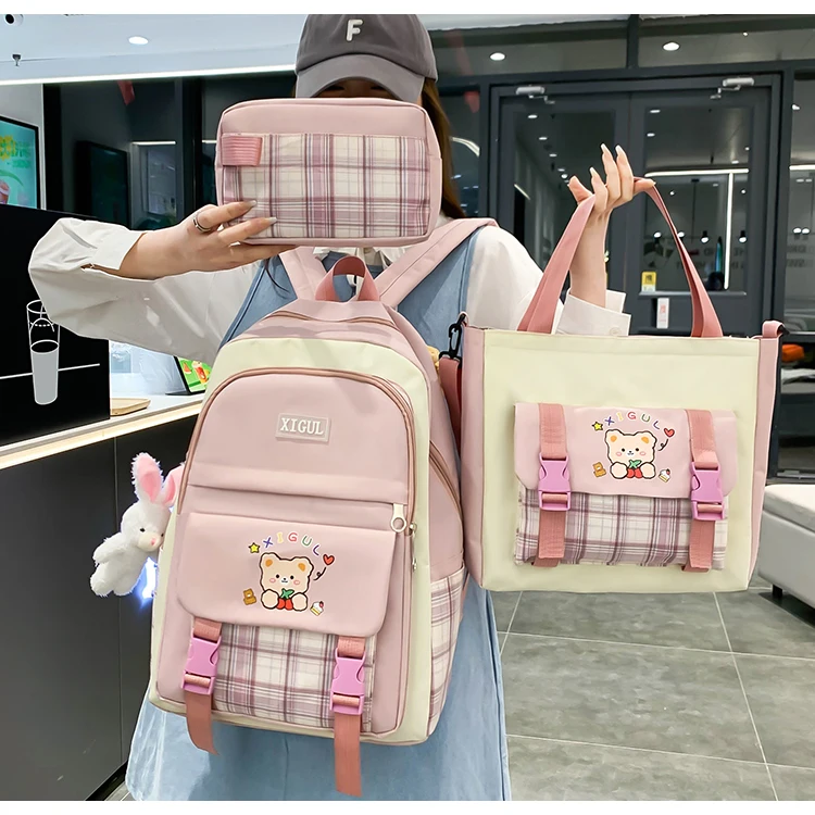 3Pcs School Bag Set Primary School Students Lightweight Primary Fresh Cute Girls Waterproof Backpack Manufacturing