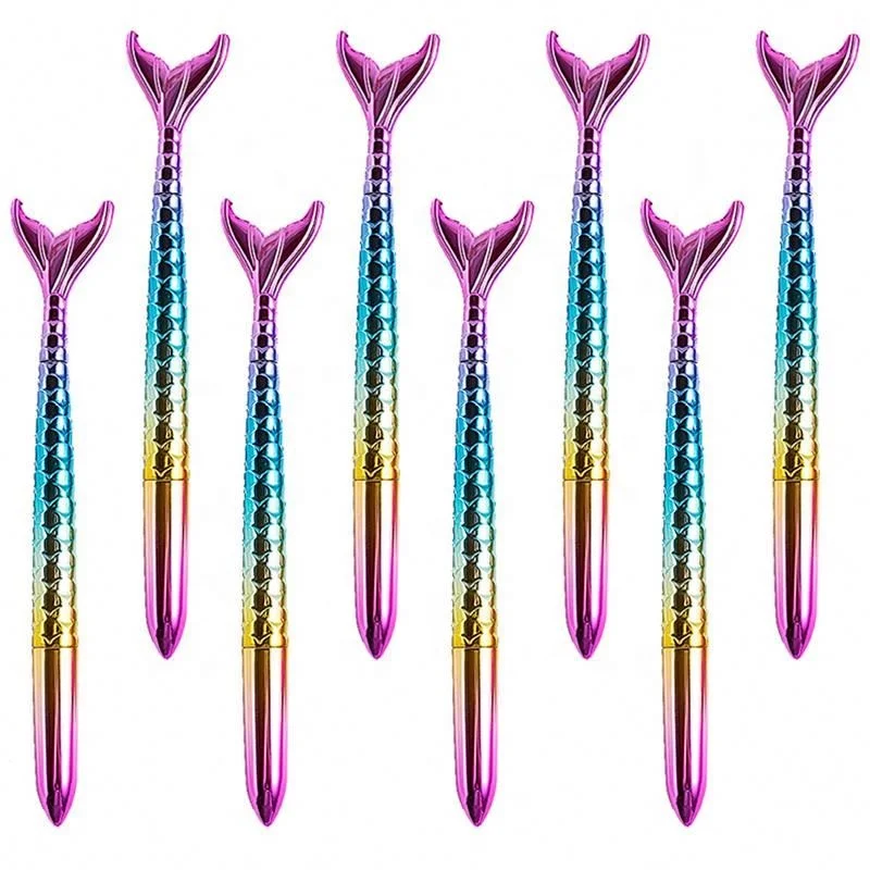 2021 new creative lovely promotional custom logo 0.5 mm fishtail pen mermaid gel pen