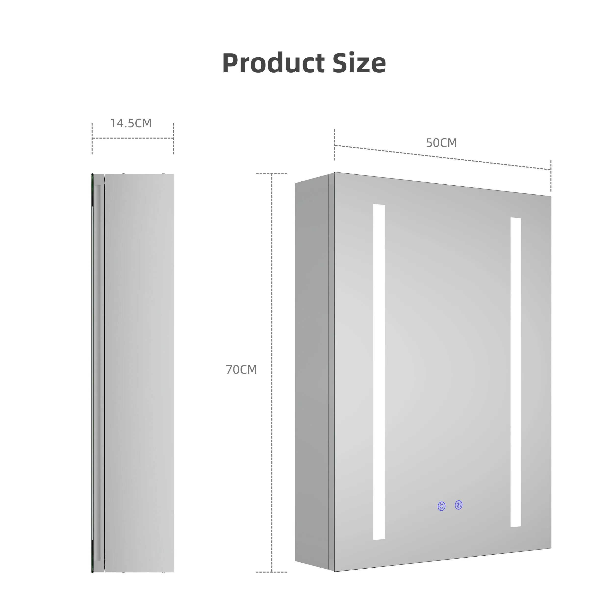 Frontlit Modern Wall Mounted Defogger Vanity Light Up Smart Storage Washroom Toilet Led Bathroom Medicine Cabinet With Mirror