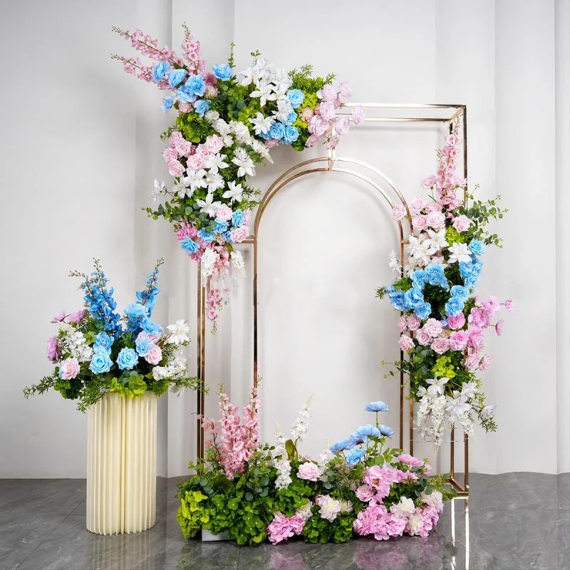 Silk Flower Arrangement Supplies Backdrop Pink Blue Artificial Hanging Flowers