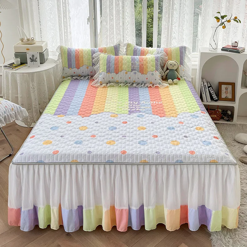Princess  dust bed skirt sheet Lace clip cotton single piece mattress protection cover