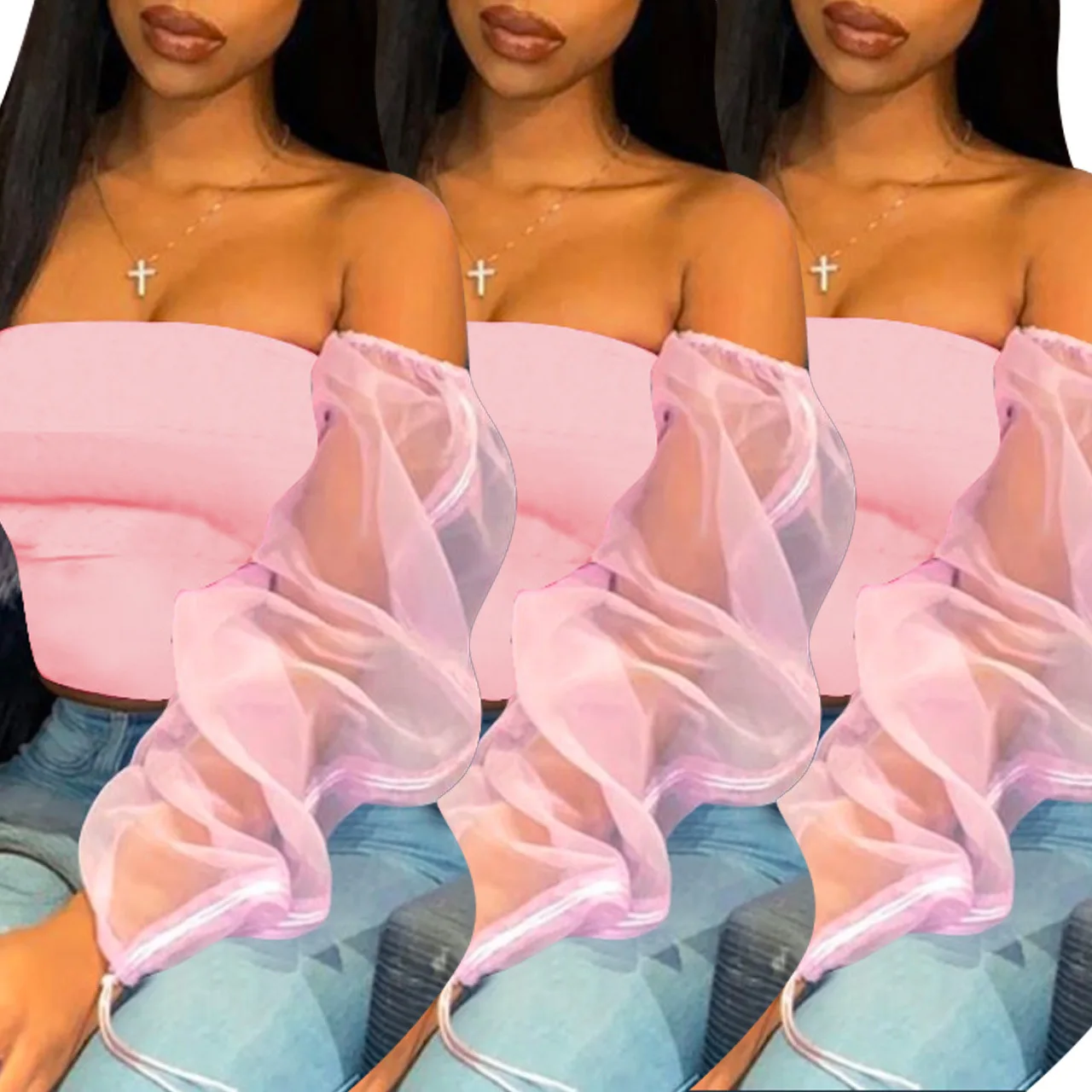 
BN8267 Amazon Hot Selling Woman Clothing Casual Wear Mesh T Shirt 