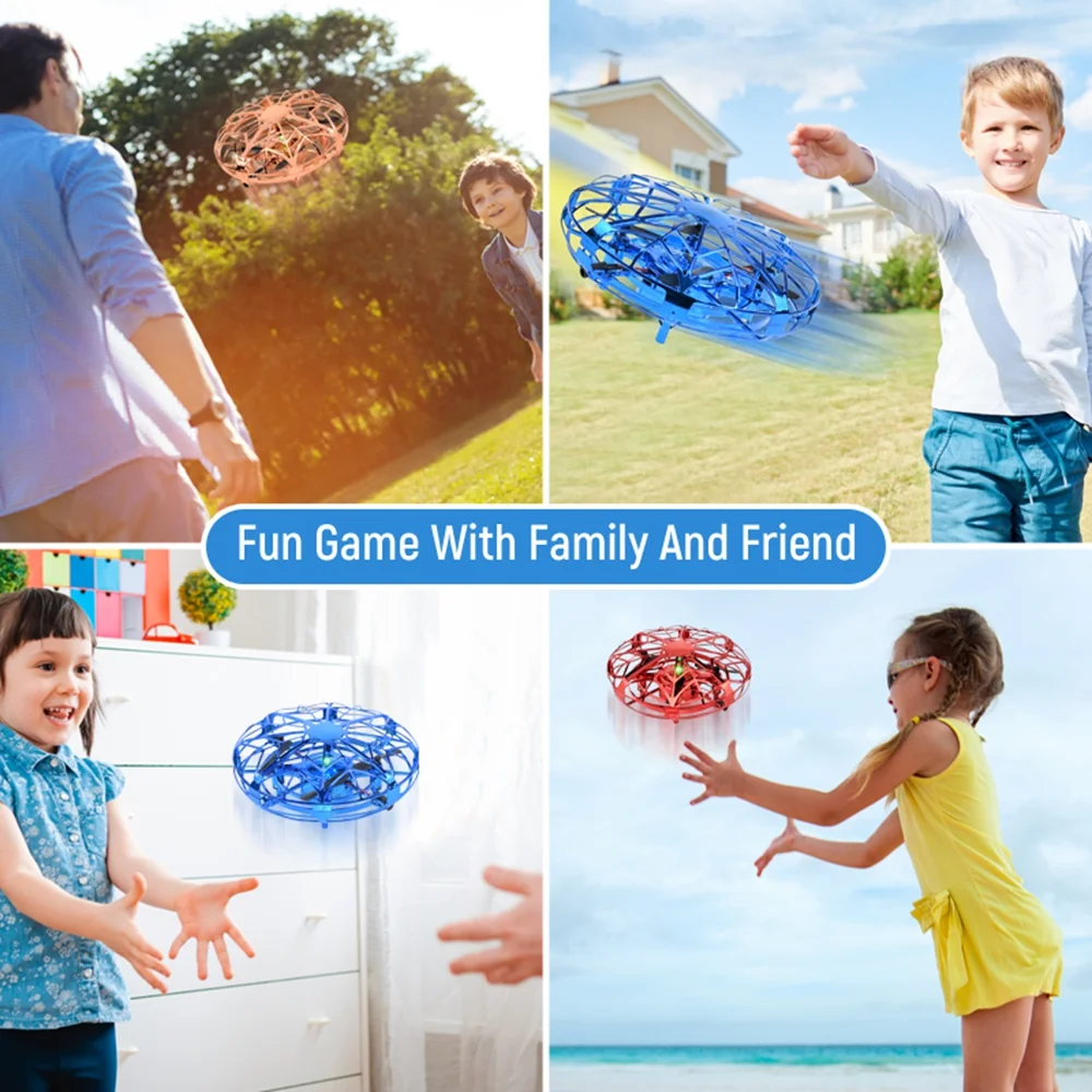 Mini UFO Drone RC Helicopter Aircraft Toy Quadcopter Infrared Hand Sensing Interactive Flying Saucer RC Toys Golden /Red /Blue