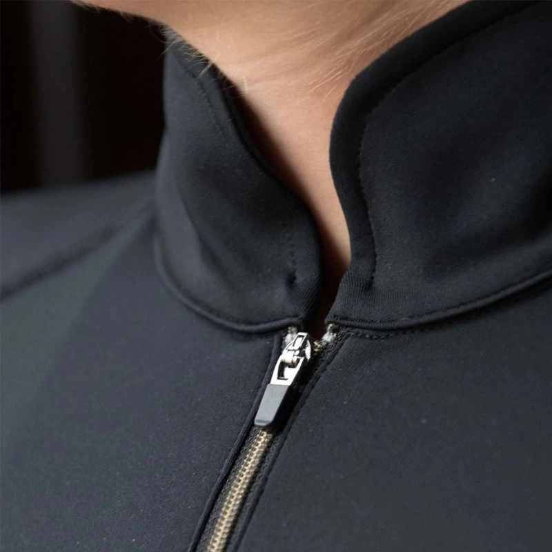 Customized Logo Women Half Zipper Design Long Sleeve Horse Riding Shirt Equestrian Tight Top