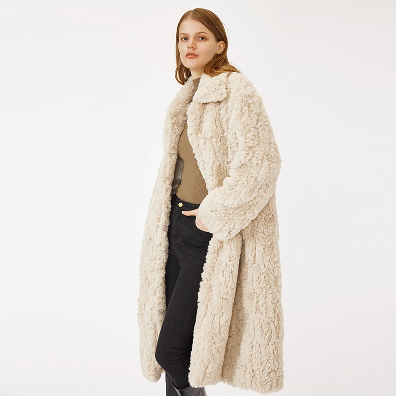 Wholesale Custom Manufacturers High Quality Private Label Winter Luxury Furry Rabbit Faux Fur Long Coat For Women