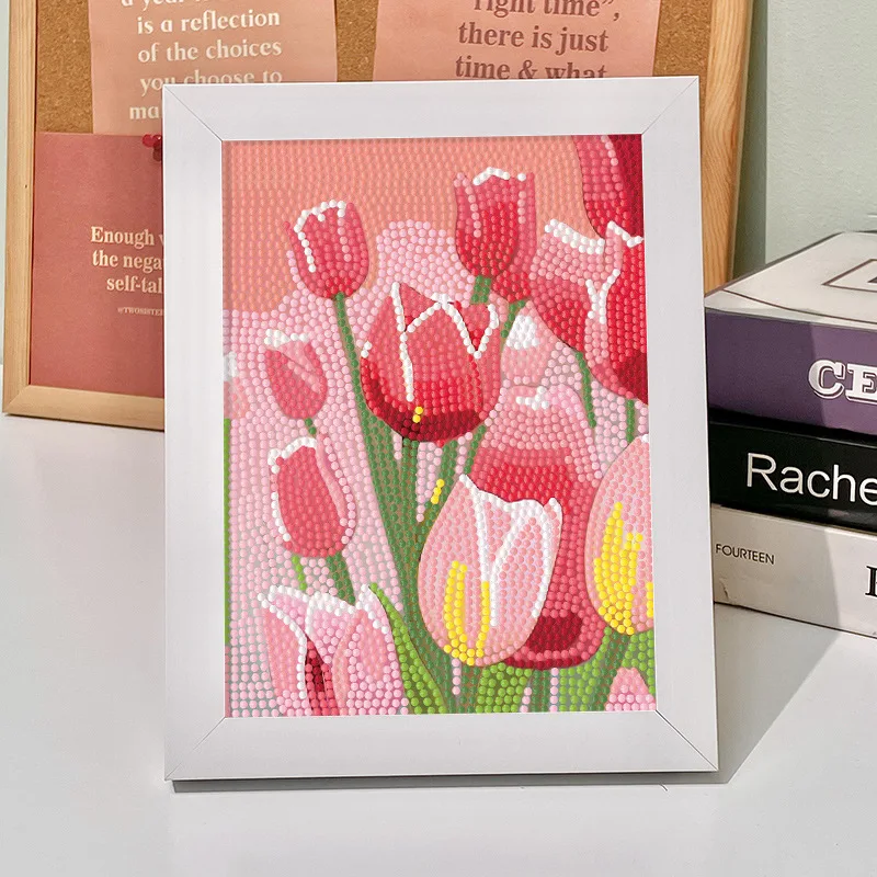 High Quantity 5D DIY Toy Full Diamond Art Painting With Wooden Frame Decoration Home Room Nice Tulip Flower Diamond Painting Toy