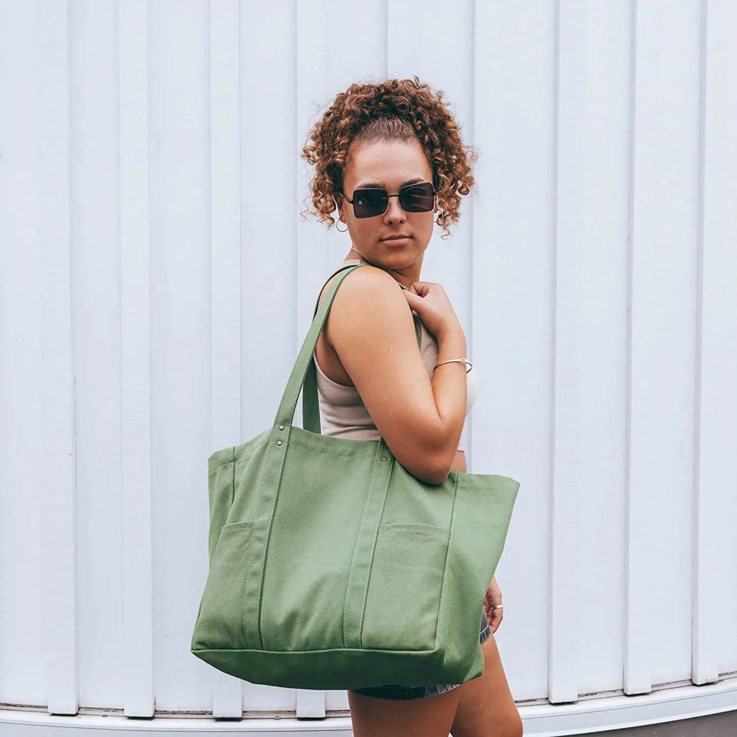 Large Canvas Tote Bag Utility  Shopping Tote Cotton Teacher Bag Beach Shopper With Custom Logo