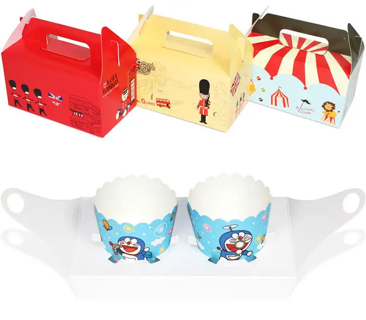 Custom wholesale customization paperboard mini clear transparent bento paper cup cake packaging boxes with clear window