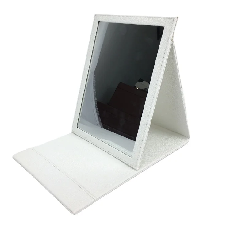 Custom Wholesale PU Leather Portable Folding Mirror Desktop Cosmetic Makeup Mirror