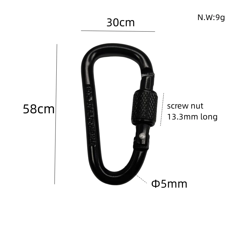CBS-6# spring aluminum carabiners clip 6# D shape locking small snap hook for backpack with lock quick hanging Nuts buckle
