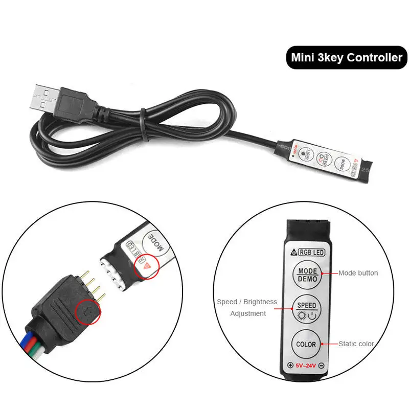 Оптовая продажа хорошая цена зарядный usb-кабель dc 5 В цветной светодиодный диммер 3 ключа 4-контактный